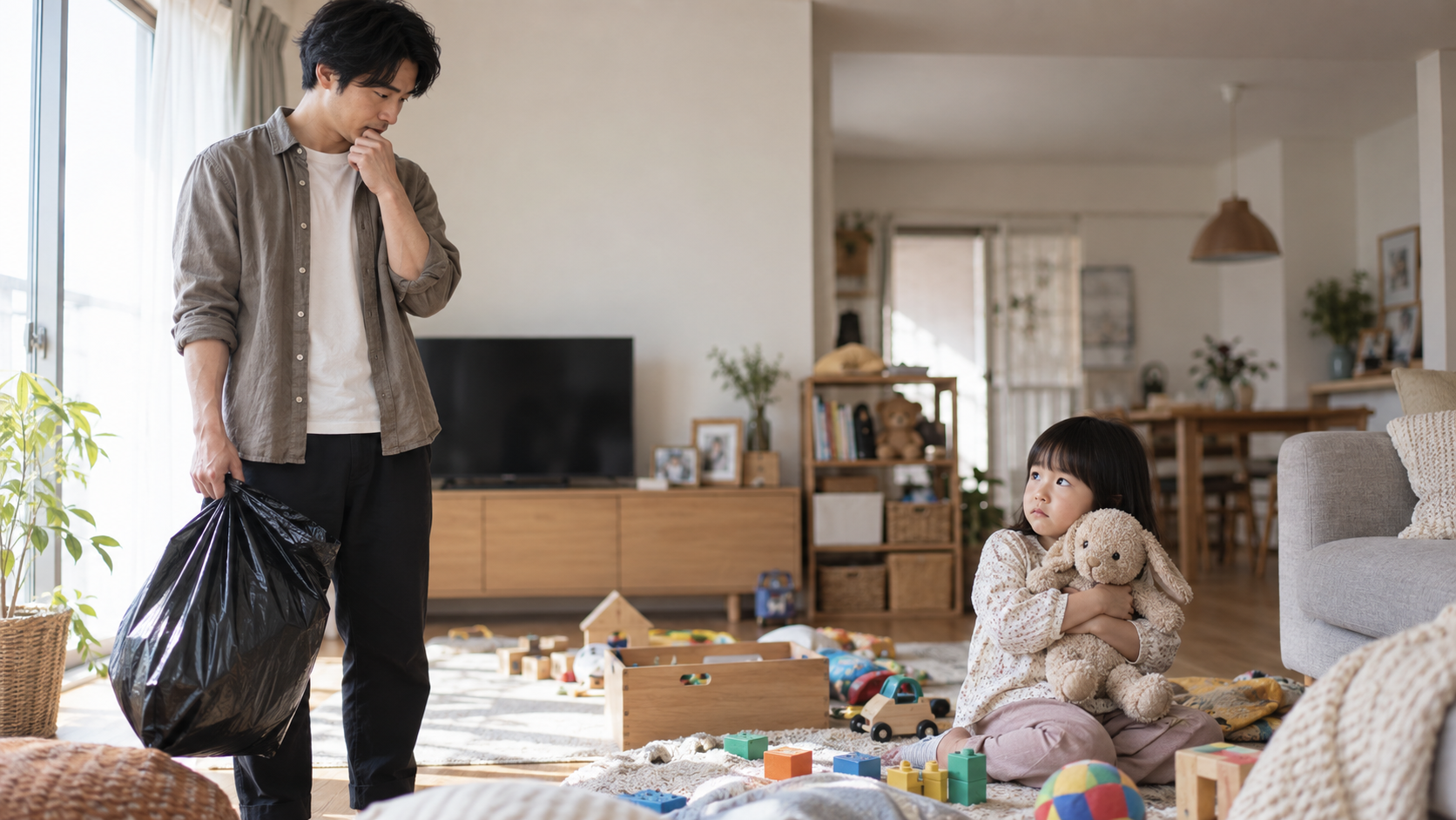 おもちゃを勝手に捨てず子どもの気持ちを考える父親