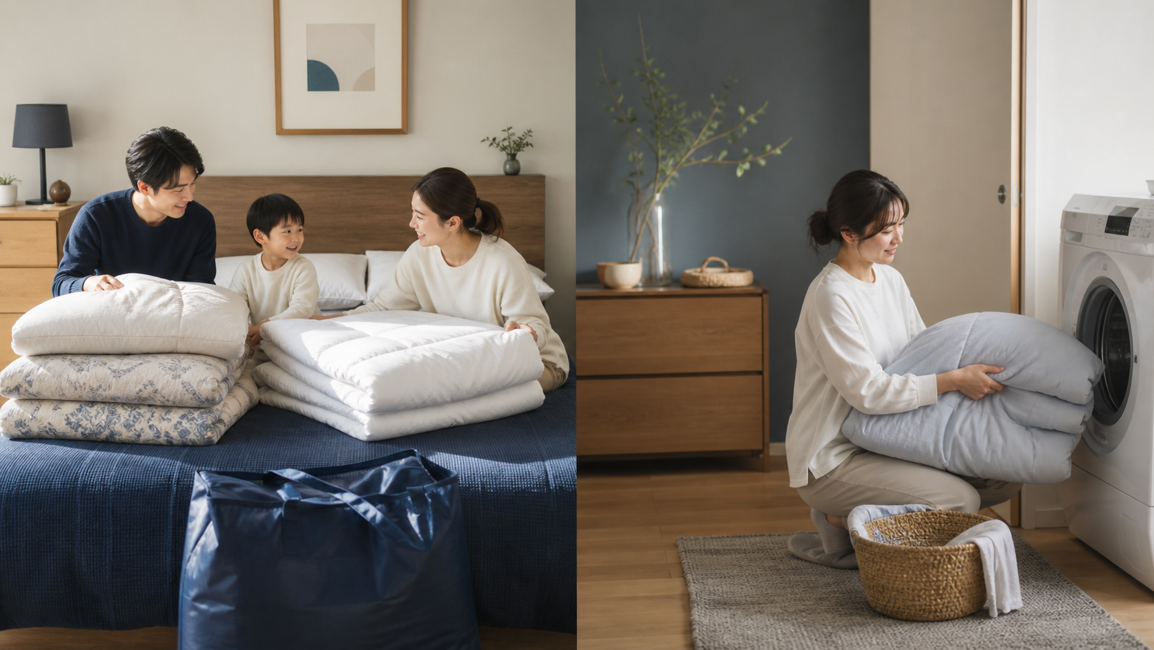 宅配クリーニング向きの家庭と自宅洗いできる寝具の比較