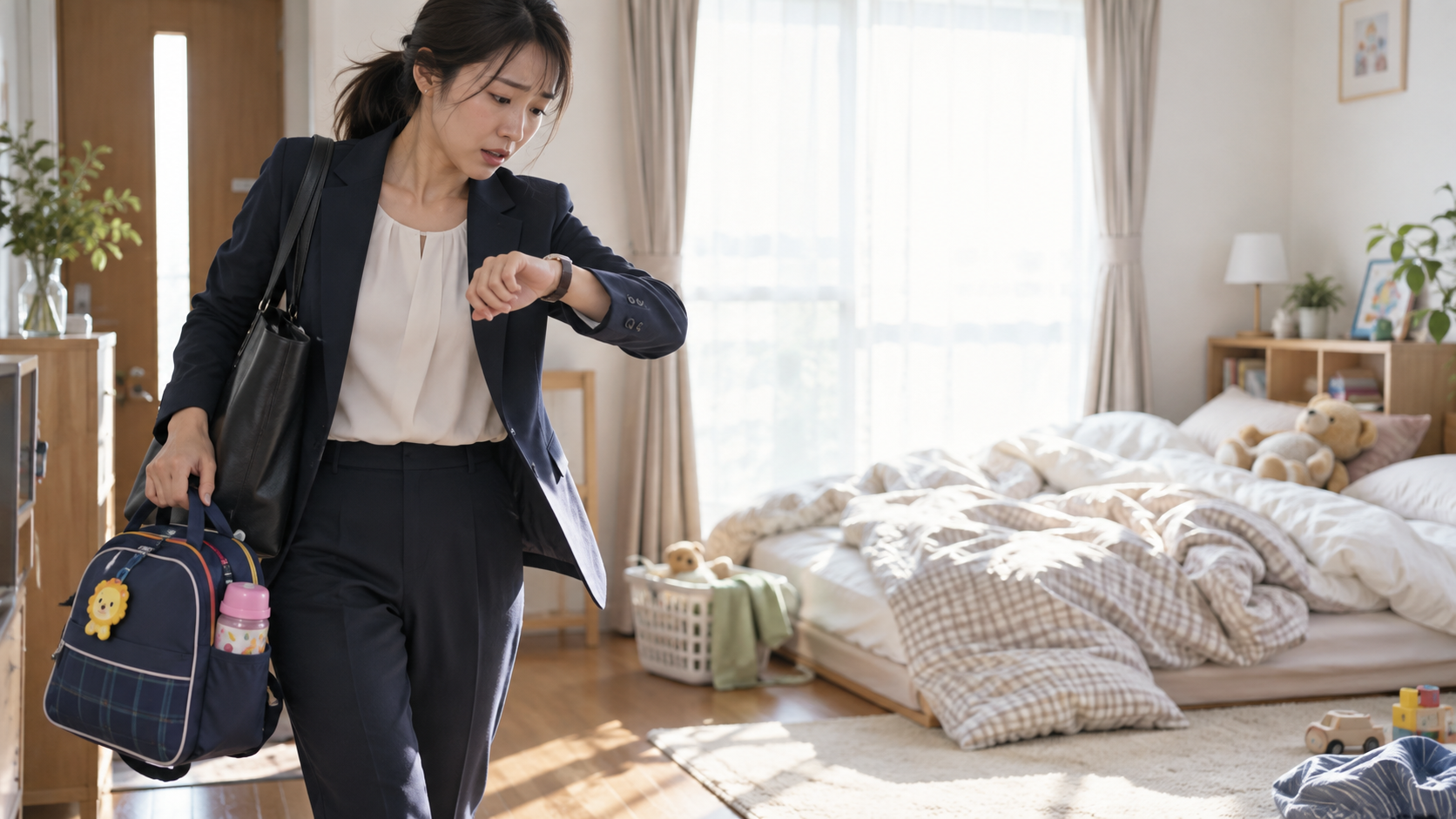 復職後の慌ただしい朝と干せない布団