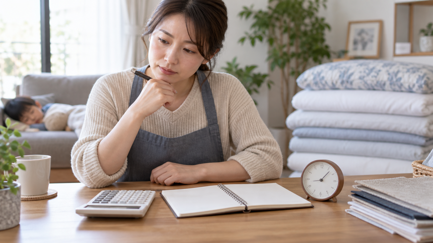 寝具クリーニングの費用と家事時間を比較する家族